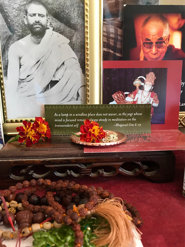 Sri Neem Karoli Baba, H.H. Dalai Lama, and Hanuman Baba Puja
